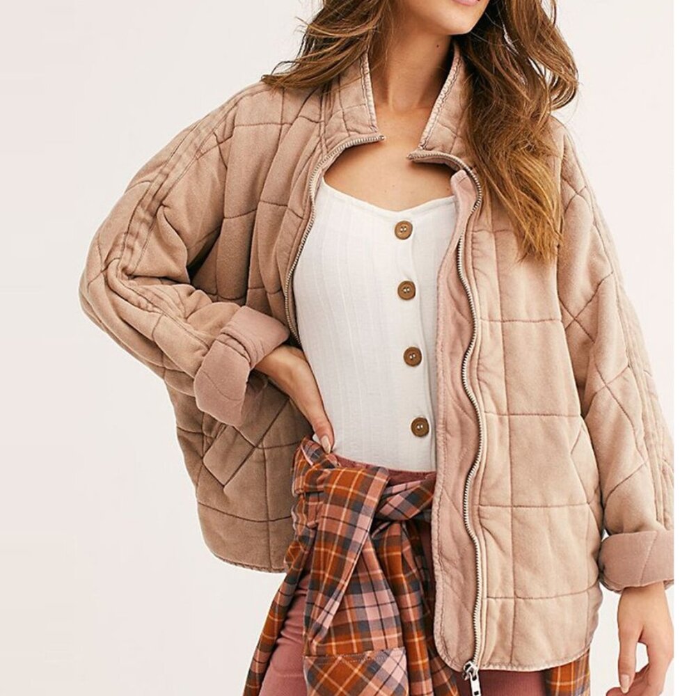 Free People Dolman Quilted Knit Jacket Oversized Medium - Picture 2 of 16